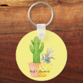Modern Love Yellow Pineapple and Cactus Sleutelhanger (Voorkant)