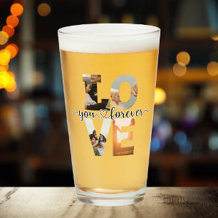 Modern Love You Forever Fotocollage Bier Glas