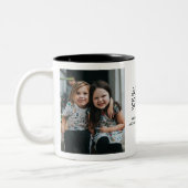 Modern "Love you Grandma" 2-foto Elegant Script Tweekleurige Koffiemok (Links)