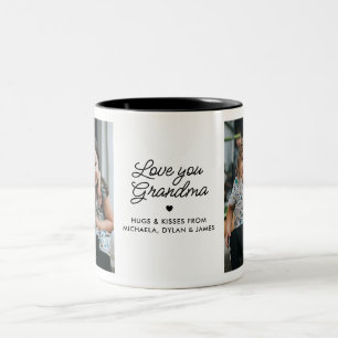 Modern "Love you Grandma" 2-foto Elegant Script Tweekleurige Koffiemok