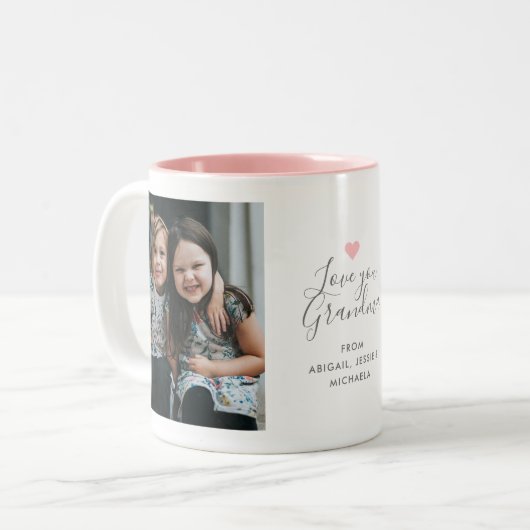 Modern "Love you Grandma" 2-foto Tweekleurige Koffiemok (Voorkant links)