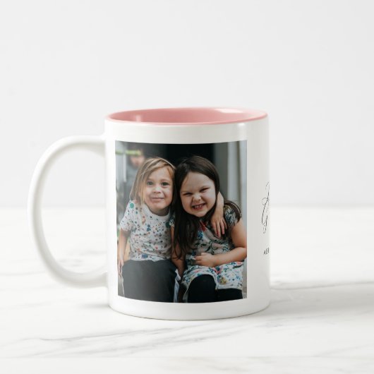 Modern "Love you Grandma" 2-foto Tweekleurige Koffiemok (Links)