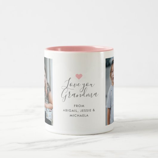 Modern "Love you Grandma" 2-foto Tweekleurige Koffiemok (Center)