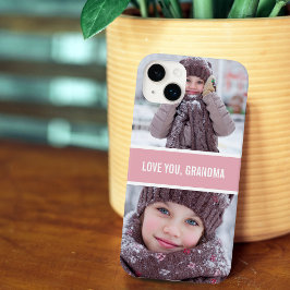 Modern Love You Grandma 2 Photos Blush Pink Case-Mate iPhone Case