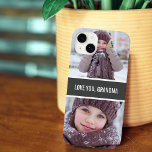 Modern Love You Grandma 2 Photos Case-Mate iPhone Case<br><div class="desc">De prachtige moderne iPhone-draagtas van het design is voorzien van twee van uw favoriete foto's op de bovenkant en onderaan met een grijze streep in het midden met een typografie.</div>