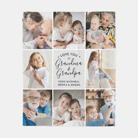 Modern Love You Grandma & Grandpa/Other 8-Photo Fleece Deken (Voorkant)