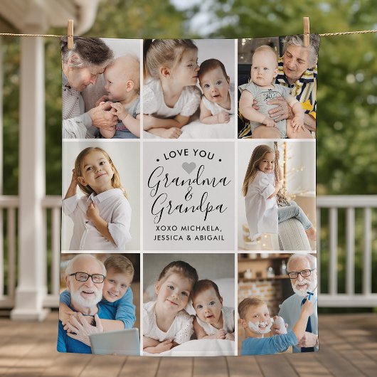 Modern Love You Grandma & Grandpa/Other 8-Photo Fleece Deken