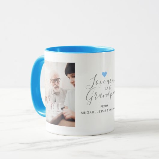 Modern "Love you Grandpa" 2-foto Mok (Voorkant links)