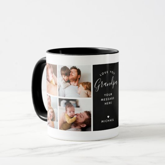 Modern Love You Grandpa/Other 8-Photo Collage Mok (Voorkant links)