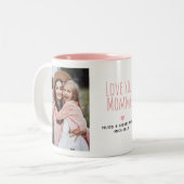 Modern Love You Mama 2 foto's en persoonlijke bood Tweekleurige Koffiemok (Voorkant links)