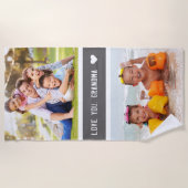 Modern Love You oma foto's grijs Strandlaken (Voorkant)