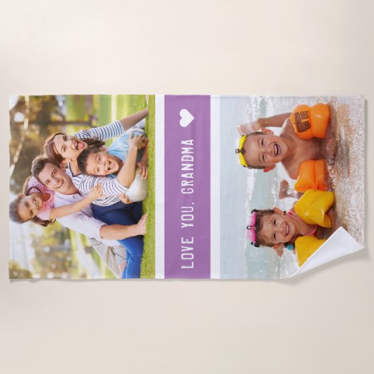 Modern Love You Oma Foto's Paarse Strandlaken (Voorkant)