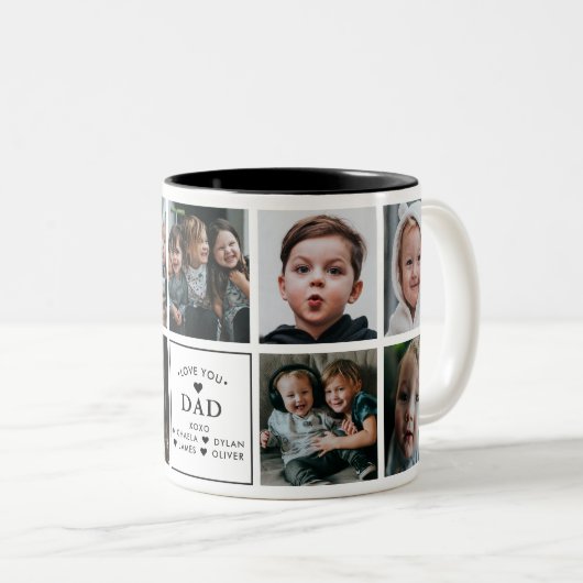 Modern Love You Papa/Papa/Papa/Andere 9-foto Tweekleurige Koffiemok (Voorkant rechts)