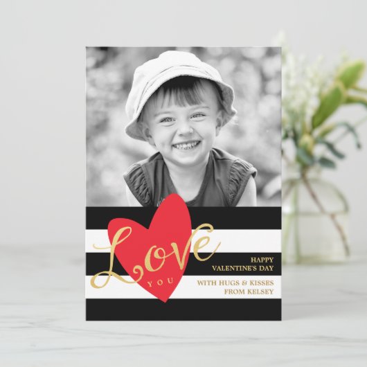 Modern Love You Valentijnsdag Photo Card Feestdagenkaart (Staand voorkant)