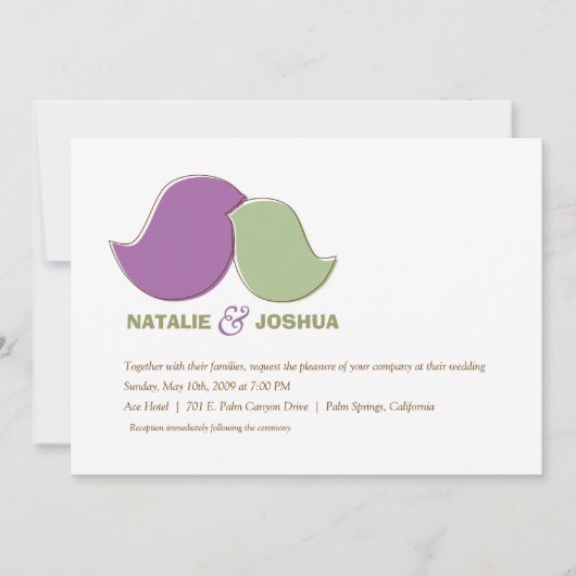 Modern Lovevogels, Sage en Lavender Kaart (Voorkant)