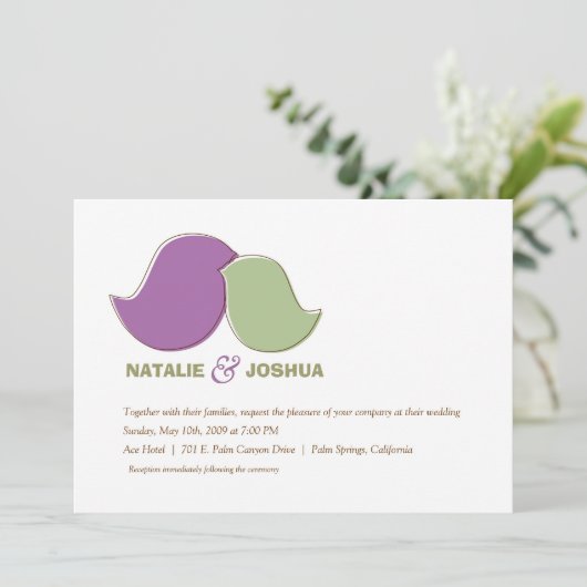 Modern Lovevogels, Sage en Lavender Kaart (Staand voorkant)