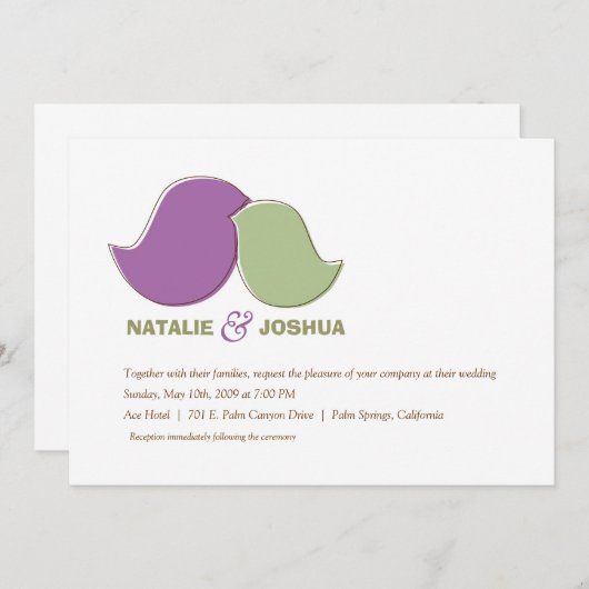 Modern Lovevogels, Sage en Lavender Kaart (Voorkant / Achterkant)