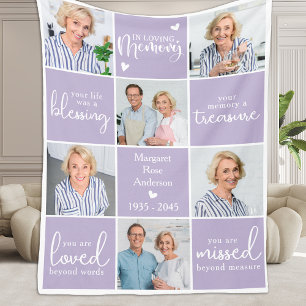 Modern LOVING MEMORY 6 Multi Photo Memorial Gedich Fleece Deken