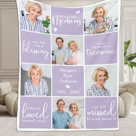 Modern LOVING MEMORY 6 Multi Photo Memorial Gedich Fleece Deken