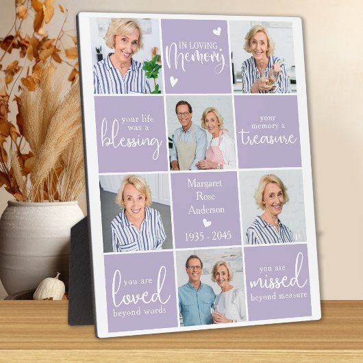Modern LOVING MEMORY 6 Multi Photo Memorial Gedich Fotoplaat