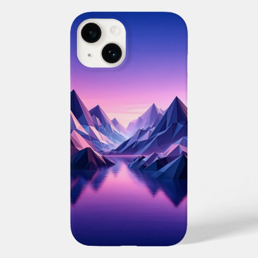 Modern Low Poly Mountain Phone Case - Geometric  (Achterkant)