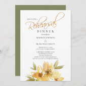 Modern Luchtig Geel bruiloft repetitie diner Kaart (Voorkant / Achterkant)