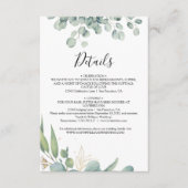 Modern luchtig groen eucalyptus blad bruiloft informatiekaartje (Voorkant)