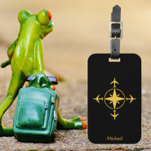 Modern Luchtvaart Kompas & Vliegtuig, Zwart Custom
