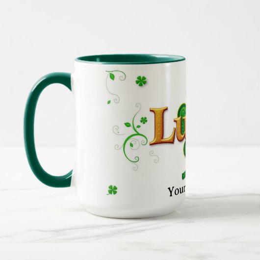 Modern Lucky Green Patterned Shamrock Mok (Links)