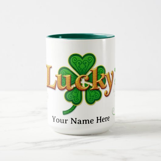 Modern Lucky Green Patterned Shamrock Mok (Midden)