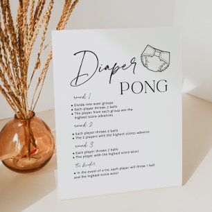 Modern Luier Pong Baby shower spel Reclamebord Met Voetstuk