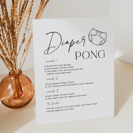 Modern Luier Pong Baby Shower Spel Reclamebord Met Voetstuk