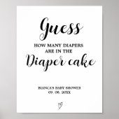 Modern Luier taart gissen Baby shower Spel teken Poster (Voorkant)