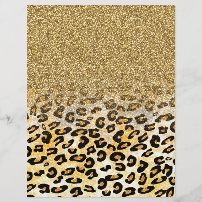 Modern luipaard patroon gouden glitter ombre (Voorkant)