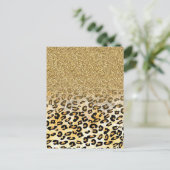 Modern luipaard patroon gouden glitter ombre briefkaart (Staand voorkant)