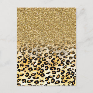 Modern luipaard patroon gouden glitter ombre briefkaart