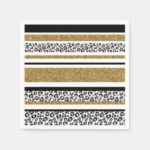 Modern luipaard patroon gouden glitter ombre servet