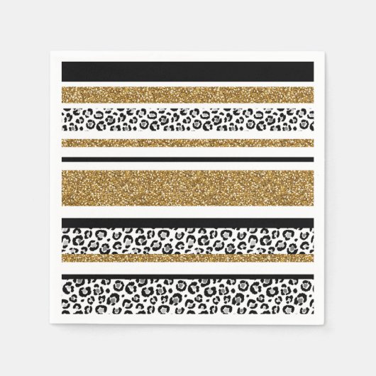 Modern luipaard patroon gouden glitter ombre servet (Voorkant)