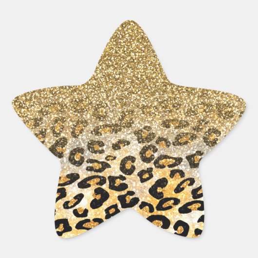 Modern luipaard patroon gouden glitter ombre ster sticker (Voorkant)