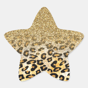 Modern luipaard patroon gouden glitter ombre ster sticker