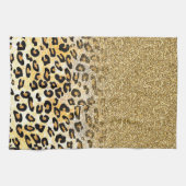Modern luipaard patroon gouden glitter ombre theedoek (Horizontaal)