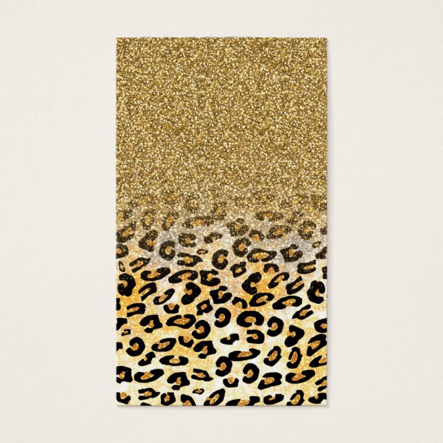 Modern luipaard patroon gouden glitter ombre visitekaartje (Voorkant)