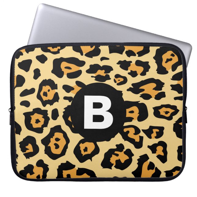 Modern Luipaard Vlekkenpatroon Laptop Sleeve (Voorkant)