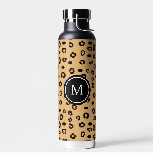 Modern luipaardpatroon en monogram waterfles (Links)