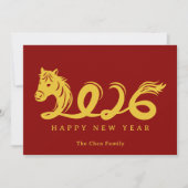Modern Lunar New Year Horse 2026 Feestdagenkaart (Voorkant)