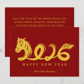 Modern Lunar New Year Horse 2026 Feestdagenkaart (Voorkant / Achterkant)