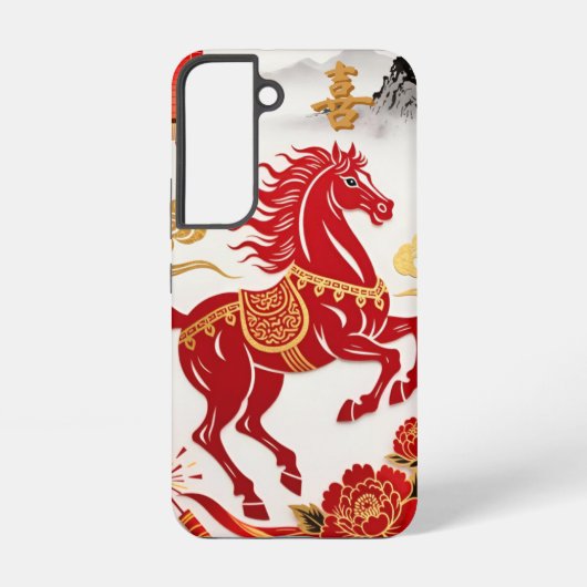 Modern Lunar Papercut Horse — Custom Samsung Case Samsung Galaxy Hoesje (Achterkant)