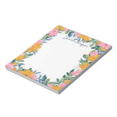 Modern Lush Pink & Yellow Floral Frame Notitieblok (Linkerzijde)
