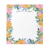 Modern Lush Pink & Yellow Floral Frame Notitieblok (Voorkant)