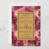 Modern Lux Deep Red Blush Gold Rozen Wedding Kaart (Voorkant)